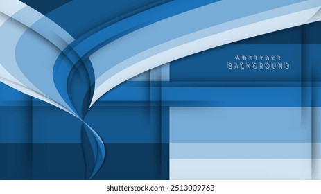 abstract design featuring layered curves and waves in various shades of blue, creating depth and texture
