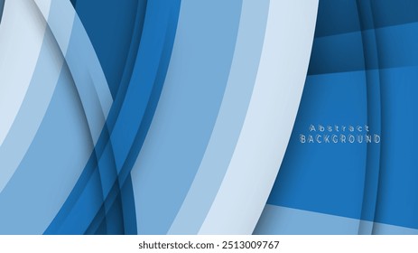 Diseño abstracto con curvas y ondas en capas en varios tonos de azul, creando profundidad y textura