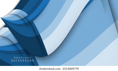 abstract design featuring layered curves and waves in various shades of blue, creating depth and texture
