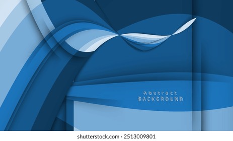 abstract design featuring layered curves and waves in various shades of blue, creating depth and texture