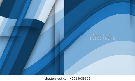 abstract design featuring layered curves and waves in various shades of blue, creating depth and texture