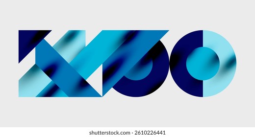 Abstract design featuring overlapping blue shapes forming letters. Gradient colors create depth, modern aesthetic. Minimalist composition, clean lines.