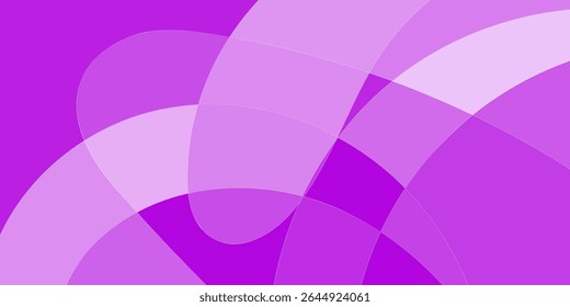 Design abstrato com sobreposição, formas curvas em tons de roxo e lavanda