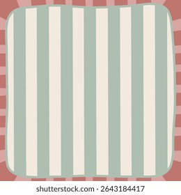 Abstract design featuring a pastel-themed striped pattern within a rectangular outline, framed by pink tones. Ideal for backgrounds, graphic projects, and textile inspiration