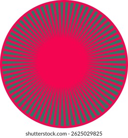 Un diseño abstracto que presenta un círculo rosa con un patrón de rayas verdes que irradia hacia afuera. El gráfico es adecuado para fondos, Fondos de pantalla y otros fines decorativos.