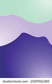An abstract design featuring smooth, flowing waves of color in gradient shades of mint green, lavender, and deep purple.