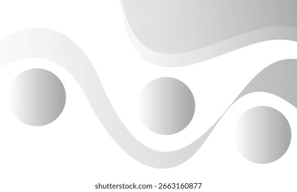 Diseño Abstractas con suaves ondas grises y círculos degradados. Un tema monocromático minimalista que combina flujo y forma, perfecto para fondos modernos o diseños creativos.