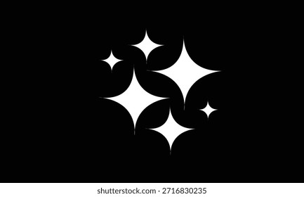 Diseño Abstractas con brillantes Formas de estallido estelar blanco sobre un fondo negro, iconos de estrellas brillantes, patrón de estallido decorativo