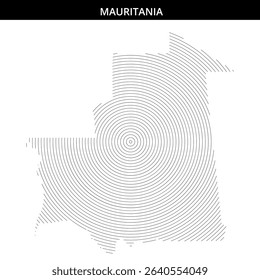 Abstract design featuring spiral lines within Mauritania's borders.
