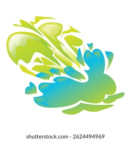 Abstract design featuring a vibrant splash of green and blue, conveying energy, motion, and a dynamic visual experience