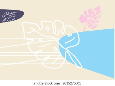 Abstract design of flora, minimalist and exclusive. One line drawing style. pastel colors. EPS 10