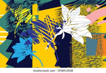 Abstract design, floral composition in a blend of colors