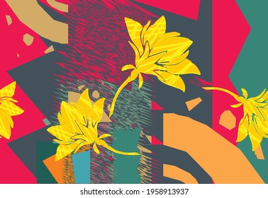 Abstract design, floral composition in a blend of colors