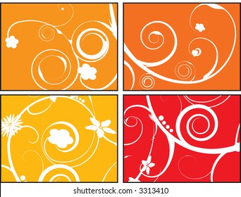 Abstraktes Design mit Blumenmotiv auf Orange
