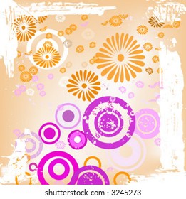 abstract design with flowers and circles