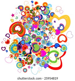 abstract design with flowers and love shape
