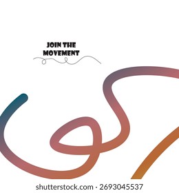 An abstract design with a flowing, colorful line against a white background, promoting a movement.