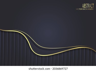 Abstract design. Flowing golden lines on a blue background.