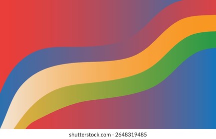 Design abstrato com faixas de cores vibrantes sobrepostas e fluidas, criando um efeito visual dinâmico.