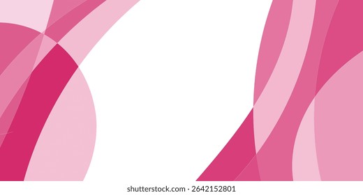 Abstract design with flowing, overlapping shapes of pink and light pink colors against a white background