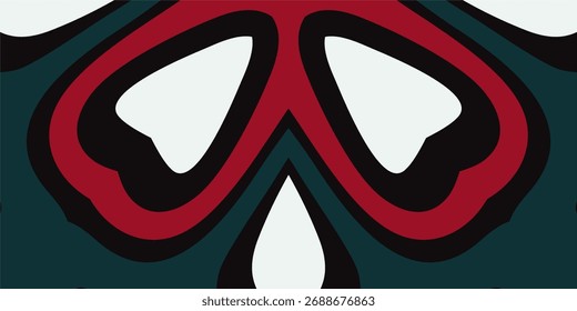 Abstract design with flowing shapes and bold colors creating a sense of depth and movement.