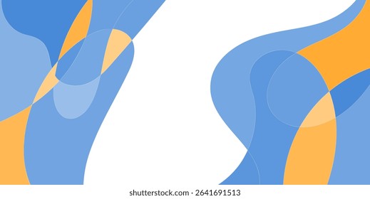 Abstract design with flowing shapes in light blue and pale orange