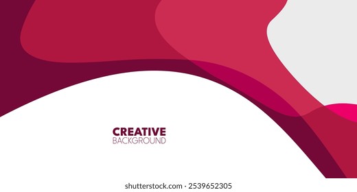 Abstract design with flowing shapes of various shades of pink and red on a white background.