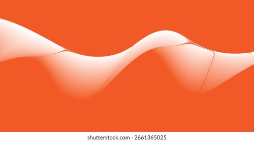 Abstract design with flowing, wavy lines of light gray on an orange background.