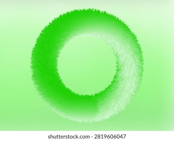 Abstract design with a fluffy green round element in the form of a ring on a background. eps 10