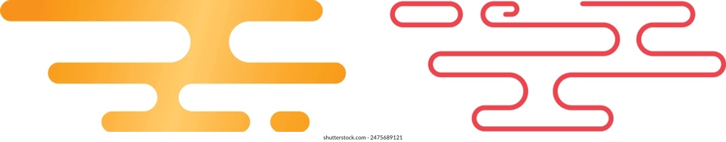 Abstractas diseño fluido de color amarillo anaranjado forma de degradado aislado. Patrón rojo anaranjado redondeado aislado. Gráficos modernos abstractos fluidos geométricos vibrantes