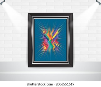 Diseño abstracto en marco con fondo de ladrillo blanco
