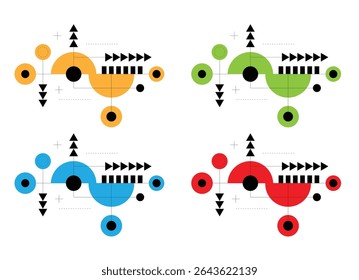 Abstract Design of Geometric Shapes Circles and Lines Technological. Graphic elements and concepts for industrial illustration vector art