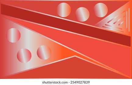 Abstract design with geometric shapes and colors. There are red and white shapes, with some gradient and circle effects.