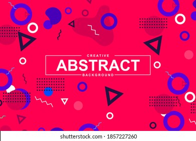 Abstract design with geometric shapes in memphis style. Colorful creative background for landing page, web banner or wallpaper. Minimal composition, flat backdrop with header vector Illustration.