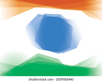 Diseño abstracto con formas geométricas y cuadradas que representan la bandera india tricolor.