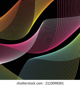 Abstract design with geometric waves, Geometric wave illustration design