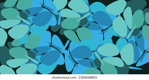 Abstract design for gift wrapping paper and for background template with nature blue, green and black background colors 