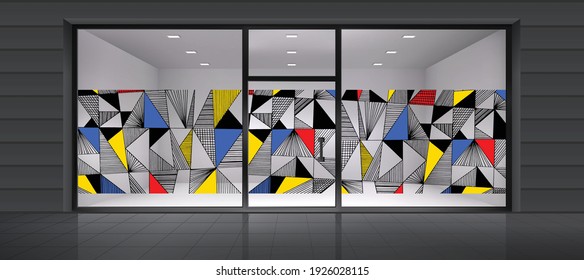 Abstract design for glass and wall graphics. Glass graphics design for Office, Train station, Supermarket, Store, Shop, Mall, Boutique, Home glass partition.