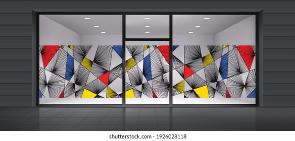 Diseño abstracto para gráficos de vidrio y pared. Diseño de gráficos de vidrio para Office, estación de tren, supermercado, tienda, centro comercial, boutique, partición de vidrio residencial.