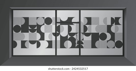 Diseño abstracto para gráficos de vidrio y pared. Diseño de gráficos de vidrio para oficina, estación de tren, supermercado, tienda, tienda, centro comercial, boutique, partición de vidrio para el hogar.