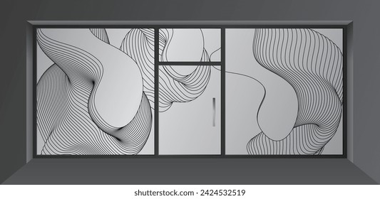 Diseño abstracto para gráficos de vidrio y pared. Diseño de gráficos de vidrio para oficina, estación de tren, supermercado, tienda, tienda, centro comercial, boutique, partición de vidrio para el hogar.