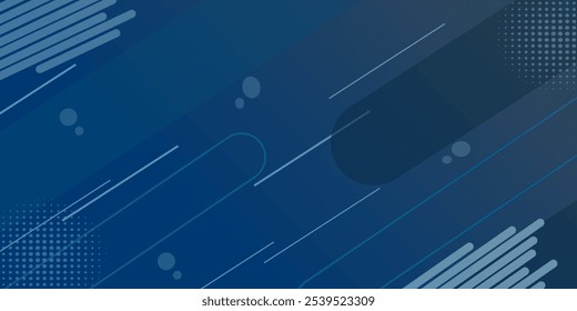Diseño abstracto con el fondo azul del gradiente del color del gradiente con las líneas y las bolas Pequeñas