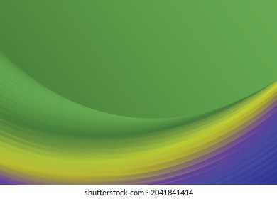 Abstract design with gradient green background combined with wavy and curved contrasting colors