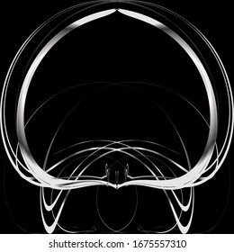 abstract design, graphic pattern on a black background, silver metal stripes