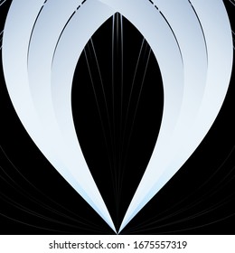 abstract design, graphic pattern on a black background, silver metal stripes