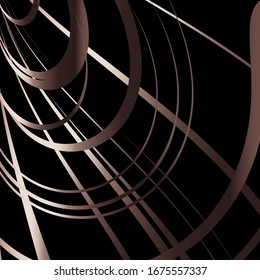 abstract design, graphic pattern on a black background, silver metal stripes