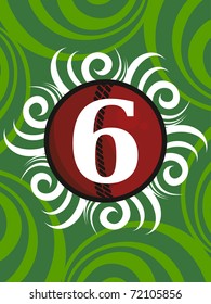 abstract design green background with isolated leather ball on score 6