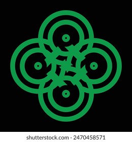 abstract design of green ceramic or tiles on a black background