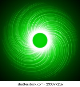 abstract design of green energy vortex.(long lines and small center)