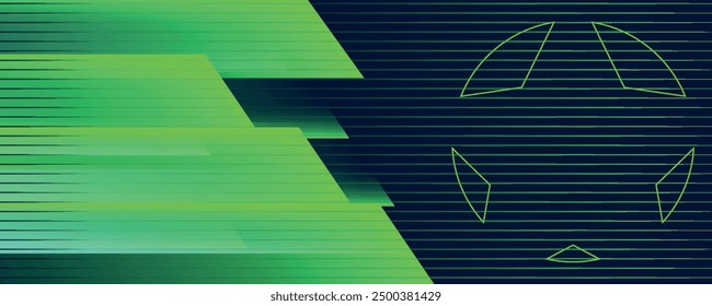 Abstract design with green glowing hexagon geometric lines background. Modern minimal trendy lines pattern. Vector illustration